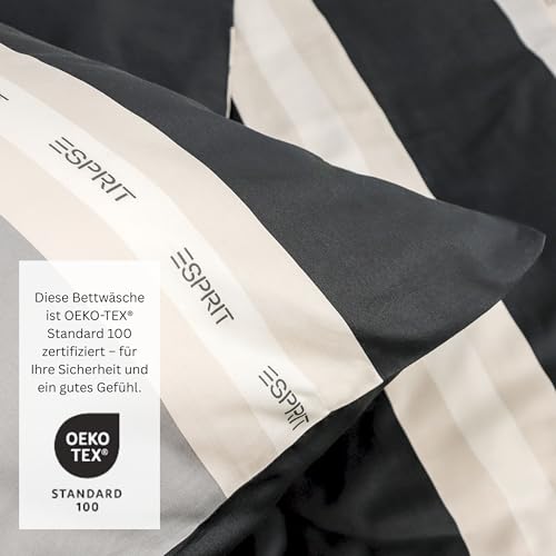 Parure de lit qualité hôtelière Esprit certifiée Öko-Tex en coton gris