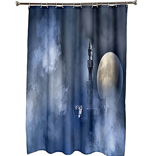 Rideau de douche 120x180 cm en polyester gris avec crochets inclus pour salle de bain - 6