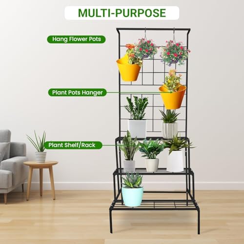 Image of Bee Creative Plant Stands for Outdoor Balcony, Flower Pot Stand for Indoor Plants, Large Metal Planter Stand for Living Room, home decor, Indoor & Outdoor plants Stand (3 STEP B)