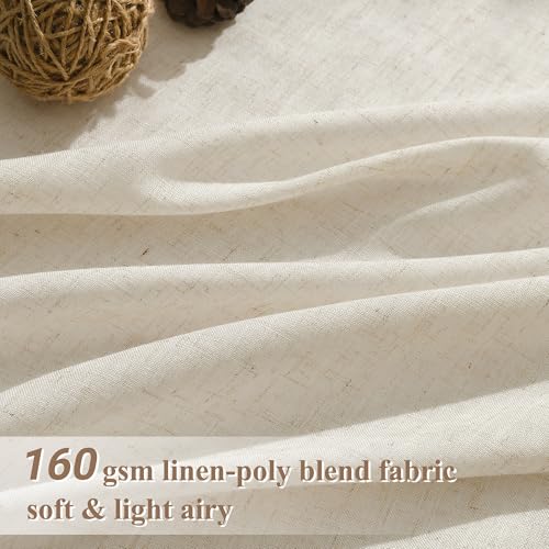 Image of Joywell Extra Long Linen Curtains 112 Inches for Living Room Birch Beige