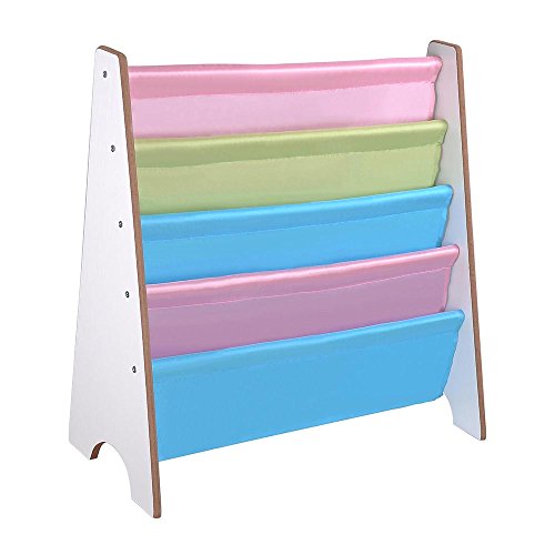 Yescom Wood Kids Book Shelf Sling Storage Rack Organizer Bookcase Display Holder White