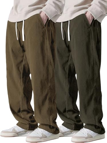 Image of Pinkmint Men's Poly-Lycra Loose Fit Trousers, Korean-Style Casual Pants with Side Pockets, Comfortable Travel (Available in Plus Sizes)