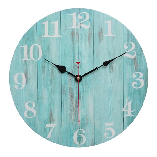 keivmlvt Moderno reloj de pared de madera de 32,5 cm – acolchado – sin ruido de tictac – para salón, cocina, jardín – habitación infantil silenciosa