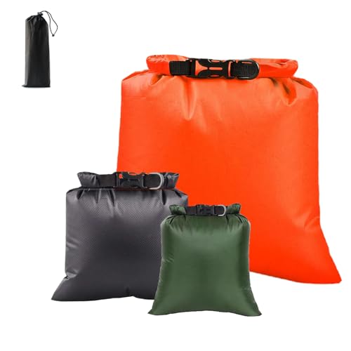 ILZAR 3PCS Waterproof Dry Bags, Lightweight Dry Bags For Kayaking Waterproof, Outdoor Stuff Sack For Hiking Rafting Boating Camping 2.5L, 3L, 8L