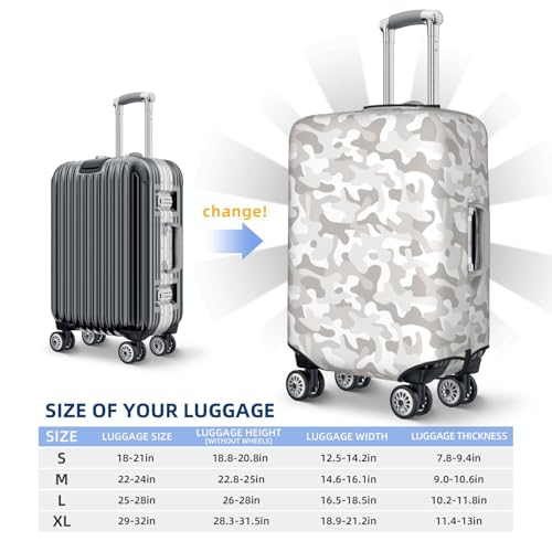 Luggage Cover - Light Gray Camouflage Print Travel Suitcase Covers For Luggage, High Elasticity Suit Case Cover Protector Fits 18-32 Inch2