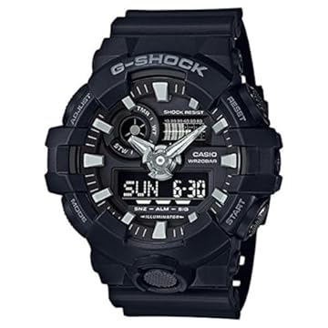 Casio Relógio masculino G-shock Ana Digi All Black, resistente à água de 200 metros com dia e data GA-700-1B, Preto, esportivo