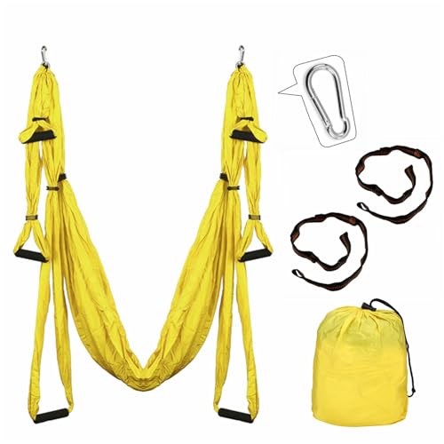dDanke Aerial Yoga Hammock 98.4 x 59.1in Parachute Fabric Swing for Inversion Fitness Therapy (Yellow)