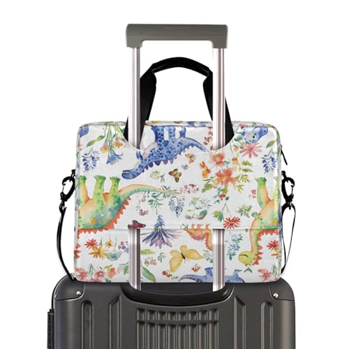 Funda portátil para laptop 15.6 pulgadas blanca con diseño de dinosaurio miniatura 4