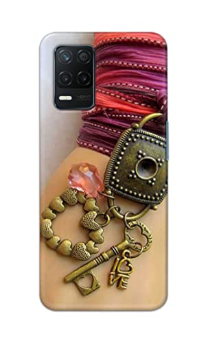 Image of Girl Hand with Keychain Hard Back Case Cover for Realme 8 5G / Realme Narzo 30 5G / Realme 8S 5G / Realme V13 5G Back Cover -(J5) VNS2228