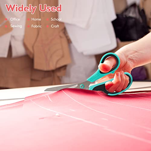 Scissors All Purpose, Huhuhero 8.7" Titanium Super Sharp Scissors Heavy Duty Blade Shears, Scissors For Office School Home Sewing Craft Supplies, Right/Left Handed Soft Comfort-Grip Set Of 3 #TOP6