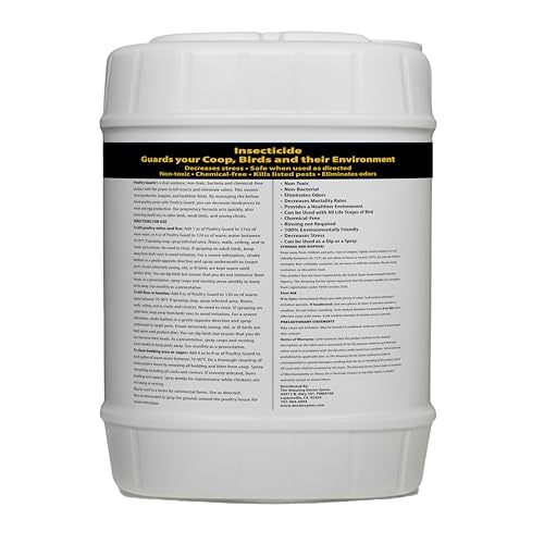 Image of Poultry Guard - Natural Chicken Mite & Lice Treatment - Organic Poultry Parasite Spray & Chicken Coop Cleaner - Safe, Non-Toxic Bug Control for Hens, Coops & Commercial Poultry Farms (5 Gallon)
