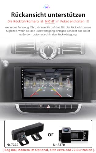 9-calowy HD Android Auto GPS Radio Navigator Carplay Zamiennik dla Smart Fortwo Cabrio Coupe 451 2007/08-2024/12 z GPS Bluetooth FM USB WiFi DVR RDS TPMS SWC DAB