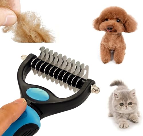 Escova Rake Rasqueadeira Removedor Tira Pelos e Subpelos Mortos Pets Cachorros Cães e Gatos (Azul)