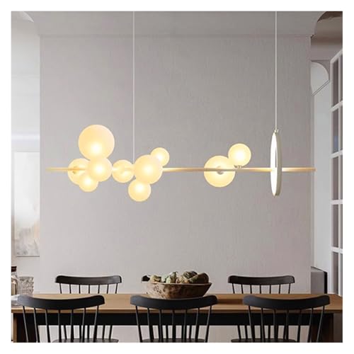 Lustre pour salle manger suspension LED blanche 10 têtes télécommande