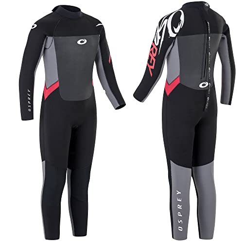 Osprey | Traje de Neopreno para niños de 5 mm, Traje de Neopreno de Longitud Completa para niños, para Surf, Bodyboard, Origen, Rojo