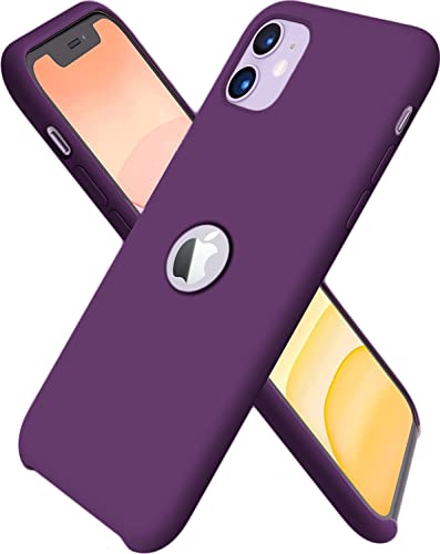 Image of VONZEE Liquid Silicone Soft Back Cover for iPhone 11 Case, Shockproof Slim Camera & Full Body Protection Non Yellowing Cover with Microfiber Lining & Logo Cut (6.1 Inch) -Grape Purple