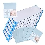 Ti TIN | Lot de 6 Draps Housses pour Lit Enfant/Bébé, 52x132 cm | pour Lit Empilable et Transportable - Drap housse Respirant et Réglable - École et Garderie - 100% Coton - Couleur Bleu