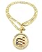 Puerto Rico Flag Pendant 5mm 24" Figaro Chain Necklace Gold Tone