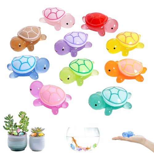 YALiya 4,6 cm Tamaño Grande Tortugas Luminosas de Resina, Paquete de 10, Interesante Miniatura Tortuga, Animales Marinos Brillantes, Esta Tortuga Adecuados Maceta Jardín en Miniatura Paisaje Acuario