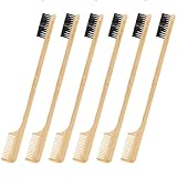 Geiserailie 3 Pieces Moustache Comb and Brush Beard Edge Brushes 2-in-1 Sapling Wood Mustache Comb Gentle Control Bamboo Eyebrow Hair Tool