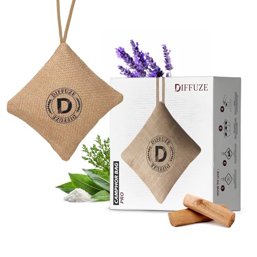 Image of DIFFUZE 4-in-1 Camphor Bag Pro | Luxury Air Freshener & Purifier for Car & Home | Natural Jute Bag with White Camphor + Microfibre Cloth | Long Lasting & Toxin-Free