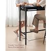 VASAGLE Bar Table with Power Outlets, 39.4 Inches Long Bar Height Pub Table, Rectangular High Top, with Movable Drawer, 2 Hooks, Narrow Storage for Kitchen, Dining, Entryway, Ebony Black