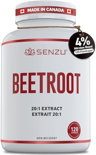 Beetroot 20x 10,000mg Concentrated Capsules, 4% Standardized with Black Pepper, Vegan, All-Natural Antioxidant for Men & Women - 4 Month Supply - 120 Count | Made in Canada