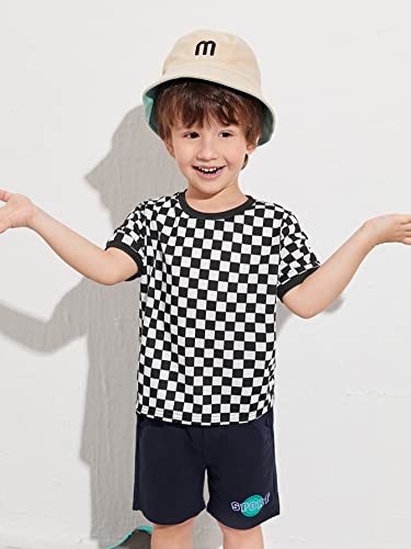 WDIRARA Toddler Boy's Plaid Short Sleeve Round Neck T Shirt Checkered Tops3