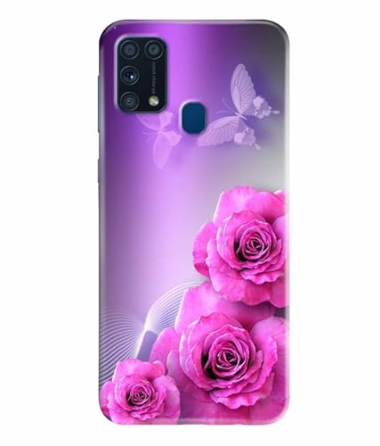 Image of Printed Hard Back Case Cover & Compatible for Samsung Galaxy M31 / Samsung Galaxy M31 Prime | Rose Flower Painting Art (Multicolor) - D1198