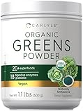 Carlyle Organic Greens Powder | 17.6 oz Supplement | Relieves Occasional Gas, discomfort & Bloating | with 20+ Superfoods, 18 Digestive Enzymes, and Prebiotics | Vegan, Non-GMO and Gluten Free
