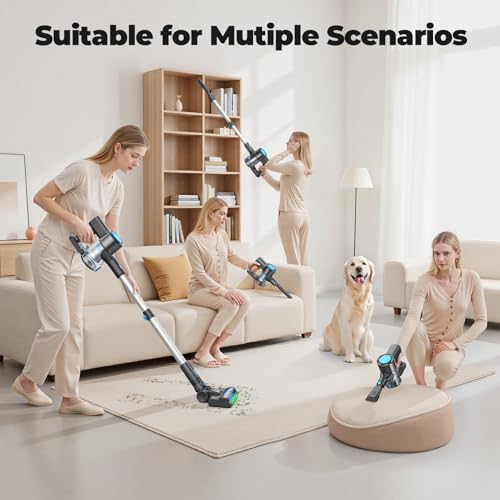 Image of Cordless Vacuum Cleaner, Powerful Lightweight Stick Vacuum with Self-Standing, Anti-Tangle, 8-in-1 Rechargeable Vacuum Cleaners for Home, Hardwood Floors, Carpet, Pet Hair