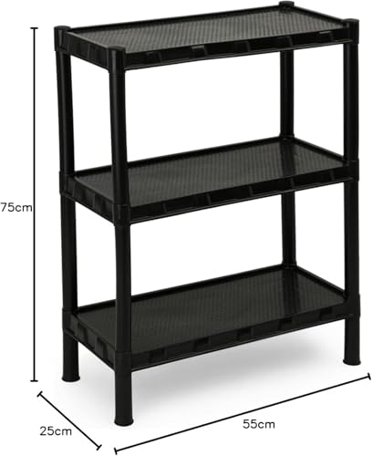 Genérico Estante Modular 03 Prateleiras Preta, Moderna e Versátil