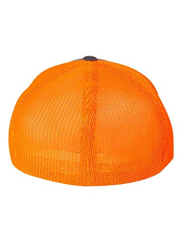 Image of Flexfit Trucker Mesh Fitted Cap | 6-Panel, Mid-Profile, Stretchable Mesh Backing, Flexfit Sweatband, Curved Visor, Silver Undervisor