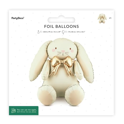 PartyDeco Ballon géant en aluminium lapin 73 x 83 cm – vue 5