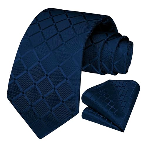OcioDual Corbata Azul Oscuro, Corbata Hombre con Pañuelo de Bolsillo, Conjunto Elegante para Celebraciones, Eventos, Corbatas Bodas, Fiestas, Corbatas de Hombre para Regalo, Mens Tie