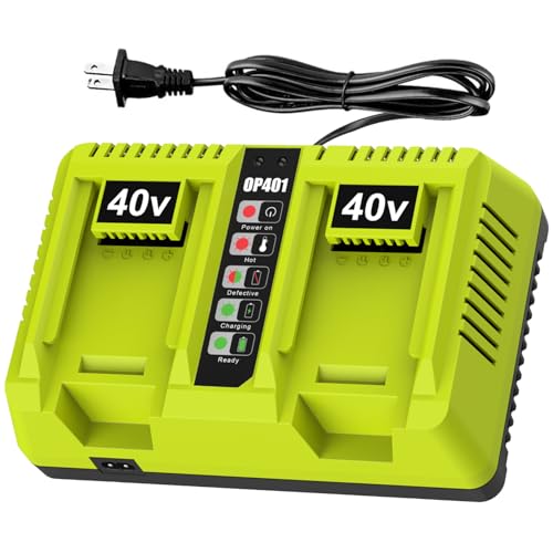 Dual Port OP401 Charger Replacement for Ryobi 40V Charger Compatible with Ryobi 40V Battery OP4015 OP4026 OP4050 OP4060 by ANTRobut - Used condition - CA$47.19