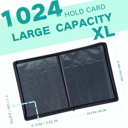 Image of 1000+ Pockets Trading Card Binder, 16-Pocket Card Ablum Compatible with MTG,Sports Cards & Other Standard Size Trading Cards (Teal)