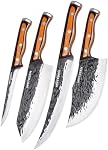 4PCS Hand Forged Butcher Knife and Kitchen Knife 2 in 1 Set | Gift Box Razor Sharp Heavy Duty Meat Cleaver Serbian Chef Knife Breaking Knife Boning Knife for Meat Cutting BBQ Kitchen Use
