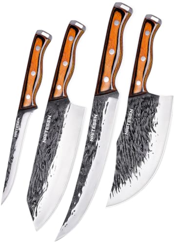 Naitesen 4PCS Hand Forged Butcher Knife and...