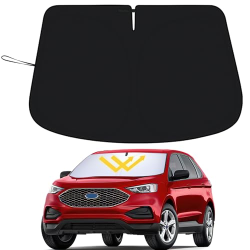 Image of PIMCAR Windshield Sun Shade for 2015-2025 2026 Ford Edge SUV, Premium 310T Reflective Polyester, Foldable Heat Blocker-Beat Summer Heat & Keep Interior Cool