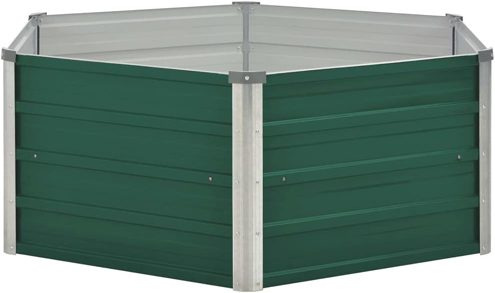 Raised Bed Round Metal 129 x 129 x 46 cm Large Metal Raised Bed for Garden, Snail Protection, Raised Bed, Garden Bed, Plant Bed for Garden, Plants, Garden Herbs Outdoor, Green