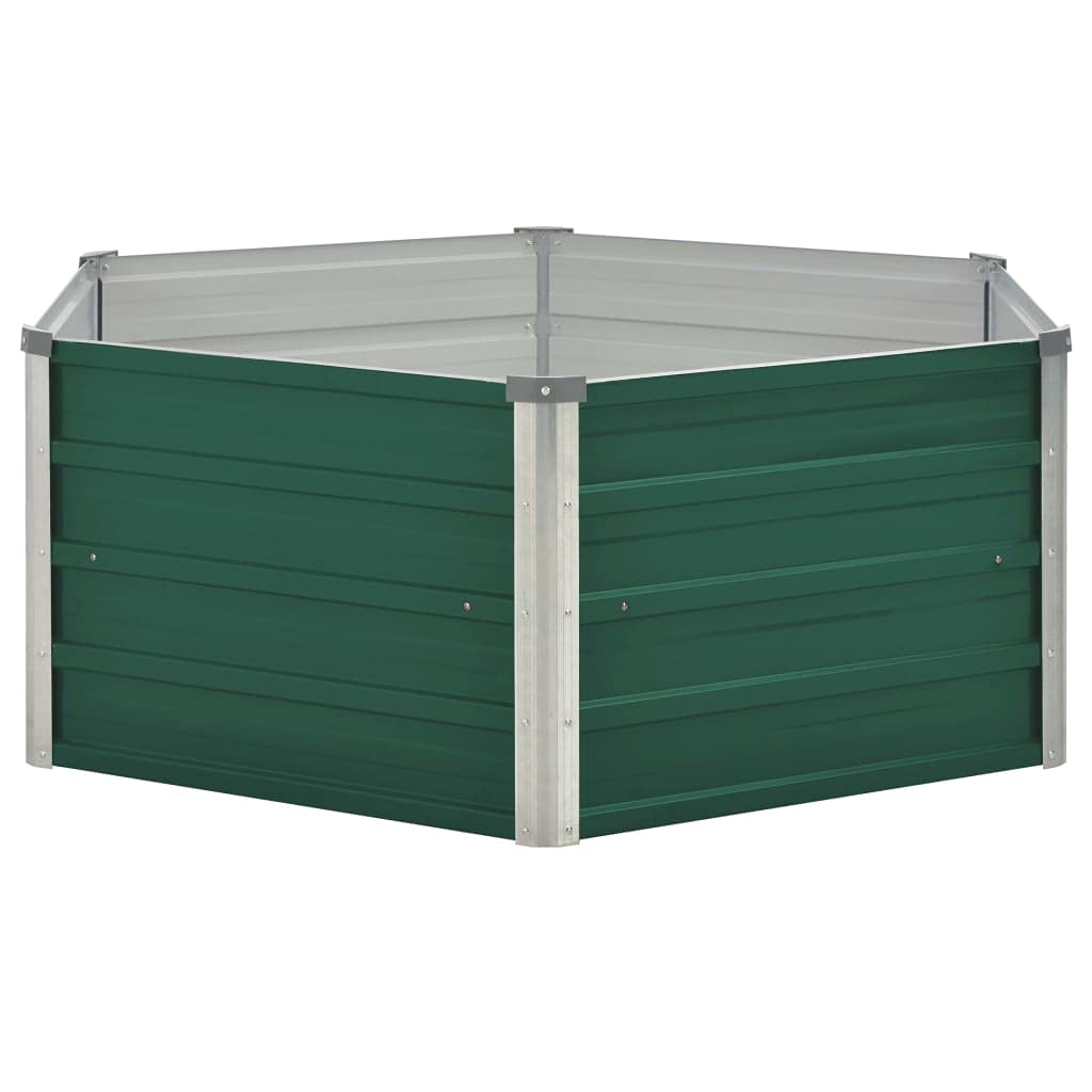 Bancal de acero galvanizado 129 x 129 x 45 cm verde con suelo abierto para un drenaje óptimo y estabilidad robusta