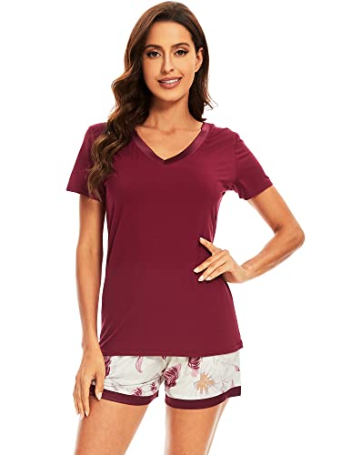 Image of WiWi Viscose from Bamboo Pajamas Set for Women Super Soft Short Sleeve Cooling Summer Plus Size Pjs Sets Sleepwear S-4X