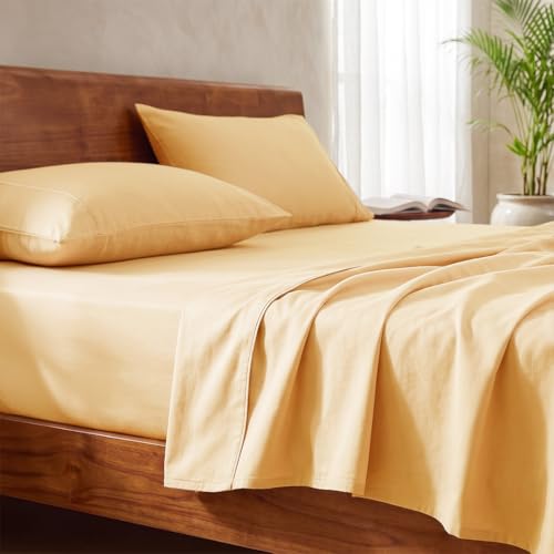 Image of LANE LINEN 100% Organic Cotton Bedsheet for Double Bed King Size - Cocoon | GOTS Certified, Percale Weave, 108x108 inches, Soft & Breathable, Machine Washable, Includes 2 Pillow Covers