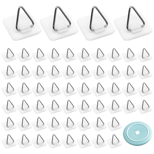Piuluvor® 60 Piezas Cuelga Cuadros Adhesivo, Sin Agujeros para Colgar Cuadros, Ganchos Autoadhesivos para Marcos de Fotos, Cuadros, Carteles, Platos, Cuadros, Estantes (Cuadrados)