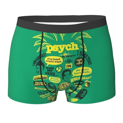 Boxer Briefs for Men,Psych Pineapple Quote Print Breathable Trunks Underwear, Gym Boxer Briefs Comfort Fit