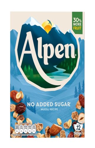 Alpen Muesli Sin Azúcar Añadido con Cereales Integrales y Frutos Secos 560g