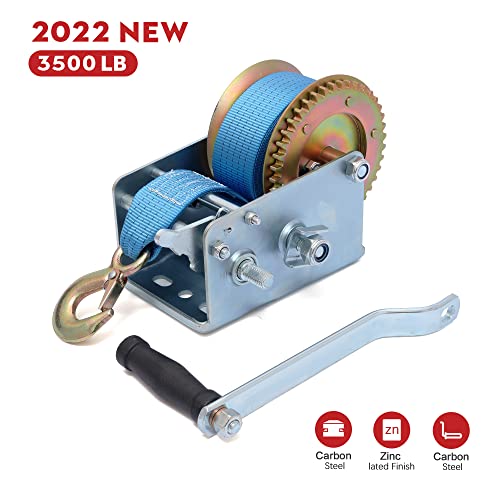 POWHILL 3500 lbs Heavy Duty Hand Winch Towing Winch Boat Trailer ATV