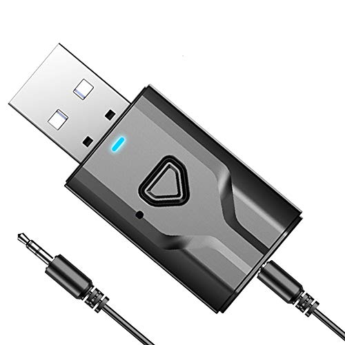 NETVIP Adaptador Bluetooth USB,Bluetooth Receptor y Transmisor 2 en 1 Bluetooth 5.0 Adaptador con Audio Inalámbrico 3.5MM Cable, para TV y PC, Audio del Automóvil,con Modo de conmutación TX/RX
