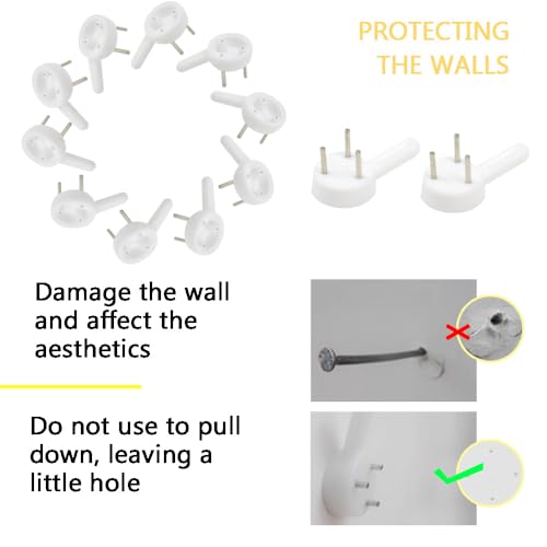 Image of 100 PCS Picture Hanging Hooks Plastic Invisible Nail Hangers Concrete Wall Hooks Hardwall Picture Hangers Picture Hook for Photo Frame Decorations (XK-SL /25x15x5mm)